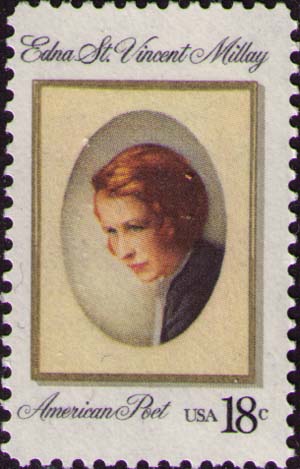Почтовая марка с изображением портрета Эдны Сент-Винсент Миллей.